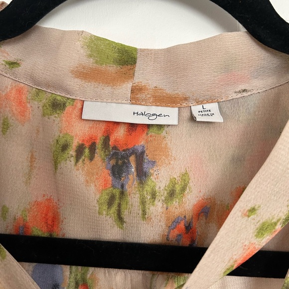 Halogen Multicolor Floral Tie-Neck Blouse - Picture 4 of 6